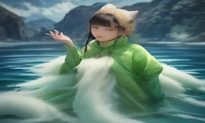 抽象数据可视化图，深蓝色背景上流动的搜索词热力图，代表美女被草搜索数据分析报告配图